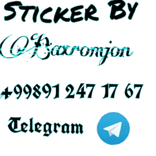 😎 STICKER BY
C.B. Baroni jom
+99891 247 17 67
Telegram telegram, 贴纸, 联系人, 社交媒体, 用户 telegram sticker