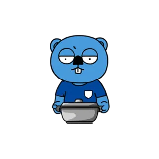 👨‍🍳 animal, blue, cartoon, character, illustration, beaver telegram sticker
