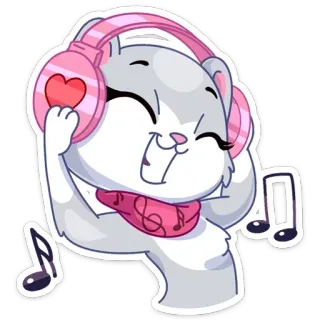 🎶 animal, dibujos animados, música, auriculares, lindo, hámster, escuchando, rosa whatsapp sticker