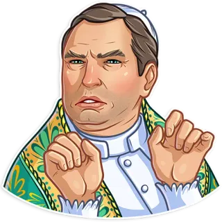 😖 papa, líder religioso, católico, pessoa, figura, caricatura, desenho animado telegram sticker