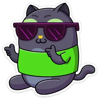 😎 แมว, เท่, แว่นกันแดด, สัตว์, น่ารัก, การ์ตูน telegram sticker
