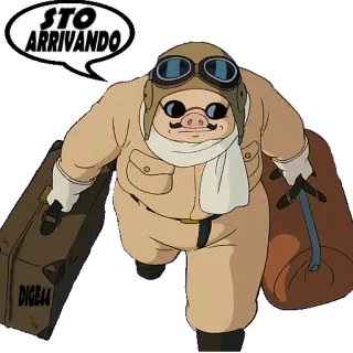 🛴 Porco Rosso STO ARRIVANDO Porco Rosso, Anime, Desenho animado, Piloto, Avião, Studio Ghibli, Italiano telegram sticker