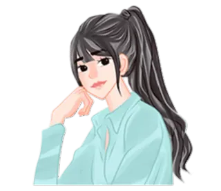 😌 mujer, chica, dibujo animado, retrato, pegatina, personaje telegram sticker
