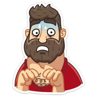 😰 Dibujo animado, Hombre, Barba, Preocupado, Asustado whatsapp sticker