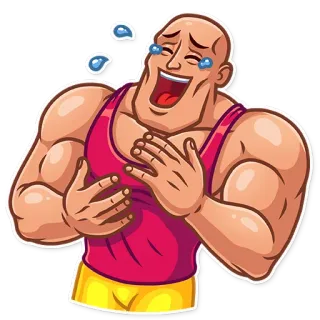😂 tertawa, berotot, tawa, binaragawan, gembira telegram sticker
