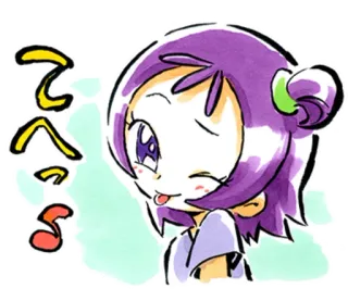 😉 てへっ süß, Anime, Cartoon, Mädchen, japanisch, Zwinkern telegram sticker
