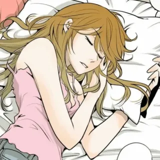 🍘 睡眠, 女性, アニメ, キャラクター, 漫画, 眠り, 休息 telegram sticker