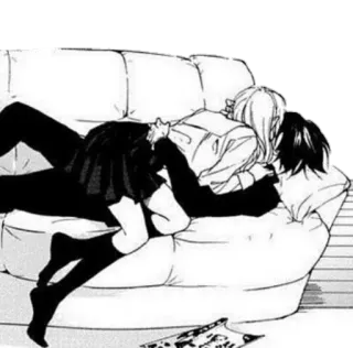 ❤ anime, couple, couch, romance, manga, love, affection telegram sticker