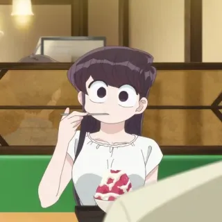 ☁️ Komi Komi Can't Communicate Anime, Mangá, Fofo, Sobremesa, Comendo telegram sticker