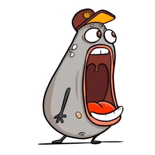 😮 dessin animé, monstre, cri, bouche ouverte, gris, bizarre telegram sticker