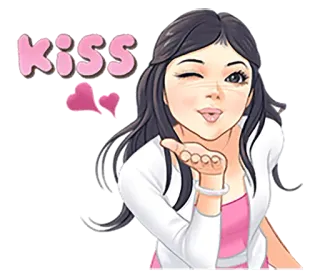 👄 Kiss beso, amor, chica, dibujos animados telegram sticker