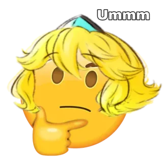 🤔 Umm thinking, confused, emoji, blond, umm telegram sticker