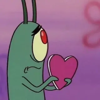 ❤️ Plankton Spongebob Squarepants 浮游生物, 海绵宝宝, 心, 卡通, 爱 whatsapp sticker