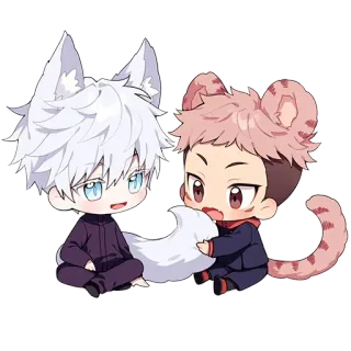 ❤️ Chibi, Charaktere, Anime, Kawaii, Fanart, Fuchs Ohren, Schwanz telegram sticker