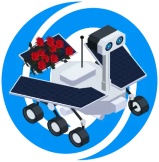🤖 ロボット, 月, 花, ソーラーパネル, ローバー, 探査, 宇宙, テクノロジー telegram sticker