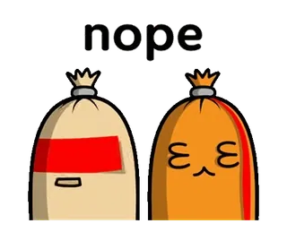 🌭 nope salchicha, no, comida, dibujos animados telegram sticker