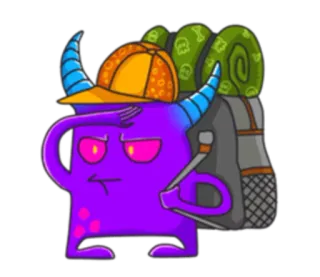 😊 Monster, Lila, Teufel, Cartoon, Figur, Kreatur, Lustig whatsapp sticker