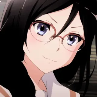 🍭 anime girl, glasses, smiling, female, portrait, cute whatsapp sticker