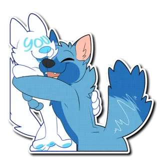 😙 you furry, hug, animal, embrace, friendship, cartoon, anthropomorphic, love telegram sticker