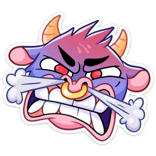😡 enojado, toro, dibujos animados, animal, furioso, cara telegram sticker