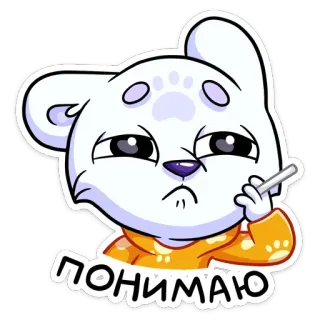 🚬 ПОНИМАЮ naklejka, kreskówka, niedźwiedź, zrozumienie, rosyjski, wyrażenie telegram sticker