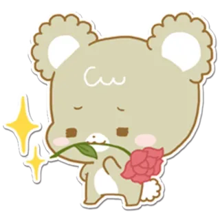 😍 urso, fofo, flor, amor, romântico, desenho animado telegram sticker