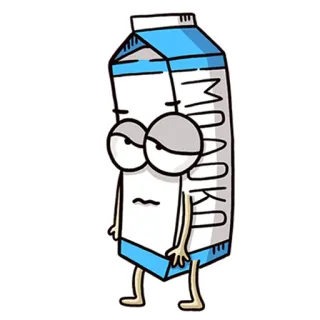 ☹️ MILODKI 牛乳パック, 漫画, キャラクター, 乳製品, 悲しい, 退屈 telegram sticker
