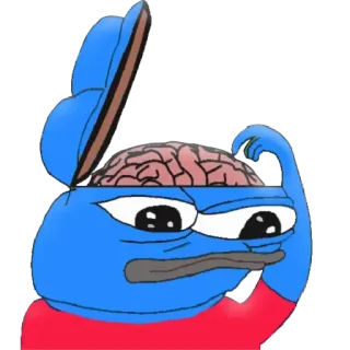 🧠 pepe, frog, meme, brain, thinking, cartoon whatsapp sticker