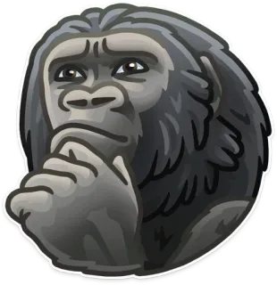 🐵 고릴라, 생각하는, 원숭이, 동물, 영장류, 일러스트 telegram sticker