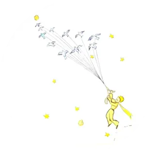👑 The Little Prince libro infantil, fantasía, estrellas, pájaros, onírico, caprichoso telegram sticker