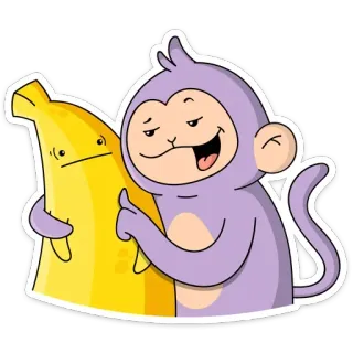 😐 Affe, Banane, Cartoon, Tier, süß, fröhlich telegram sticker