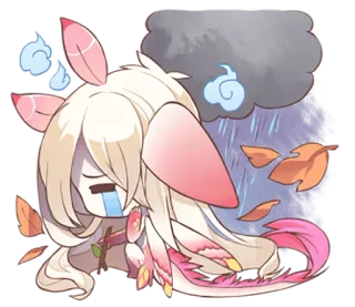 😞 triste, pleurer, pluie, nuage, dessin animé, animal whatsapp sticker