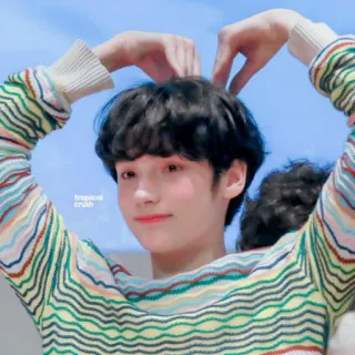 💚 tropical crush carino, ritratto, teenager, cuore, K-pop whatsapp sticker
