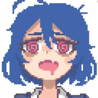 🤤 anime, manga, pixel art, dizzy, cartoon, cute, illustration telegram sticker