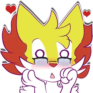 🤗 fofo, kawaii, anime, corações, raposa, desenho animado telegram sticker