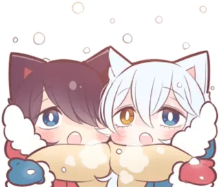 ☃ Anime, Carino, Kawaii, Inverno, Neve, Orecchie da volpe, Animali whatsapp sticker