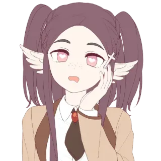 😛 Anime, Manga, Écolière, Ange, Ailes, Croix, Mignon telegram sticker