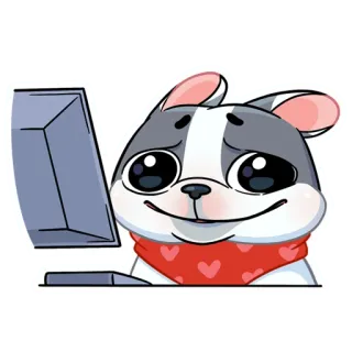 ☺️ cachorro, computador, animal, cachecol, fofo, animal de estimação telegram sticker