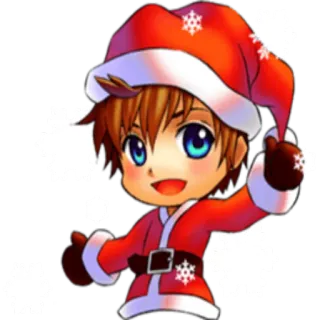 ❄️ navidad, dibujos animados, chibi, fiesta, santa claus, invierno, lindo whatsapp sticker