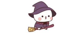 🍼 bruxa, fofo, desenho animado, Halloween, kawaii, vassoura, magia telegram sticker