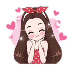 😀 desenho animado, menina, corações, fofo, amor, doce telegram sticker
