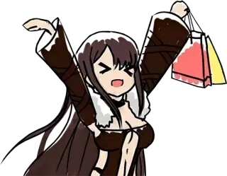 🙌 Anime, Shopping, Joyeux/Heureux, Femme, Dessin animé telegram sticker