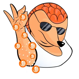 😏 animal, pangolín, gafas, meme, OK, naranja, blanco whatsapp sticker