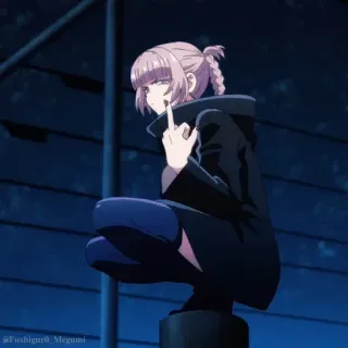 🎆 Anime, Dedo corazón, Ofensivo, Chica, Dibujo animado telegram sticker