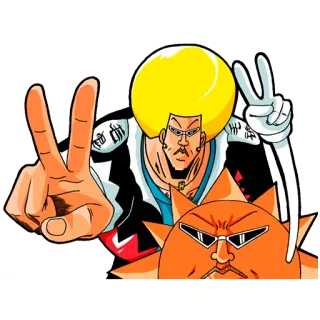✌ Anime, Karakter, Kartun, Ilustrasi, Kuning, Tanda perdamaian telegram sticker