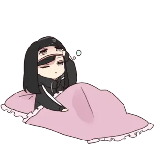 🦄 Anime, Chibi, Doente, Cama, Exausto, Sonolento, Cansado, Desenho animado telegram sticker