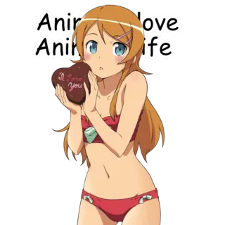 ❤ I love you Anime, Chocolate, Chica, Amor, Bikini telegram sticker