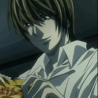 ⚖ Light Yagami Death Note Anime, Manga, Chips, Méchant, Nourriture telegram sticker
