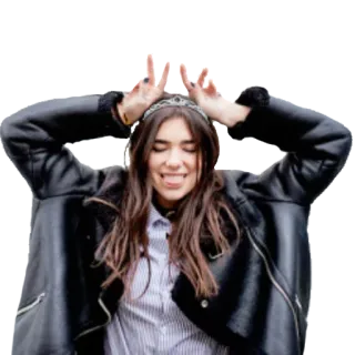 ✌ mulher, paz, jaqueta, feliz, fofo, menina, coroa telegram sticker