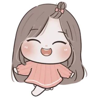 😋 Cartoon, Schattig, Blij, Meisje, Lachend whatsapp sticker